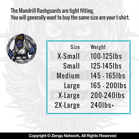 Mandrill Rashguard Sizing Chart